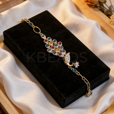 Elegant Alloy & Colorful Rhinestone Link Bracelets WG00069-01-1