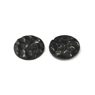 304 Stainless Steel Textured Disc Charms STAS-Q336-11B-B-1