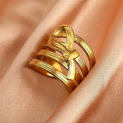 304 Stainless Steel Cuff Open Rings RJEW-F199-02C-G-1
