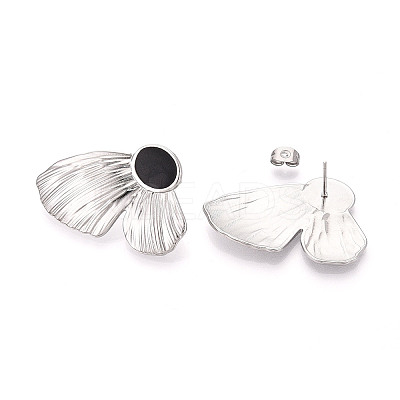 304 Stainless Steel Enamel Stud Earrings EJEW-T047-33P-B-1