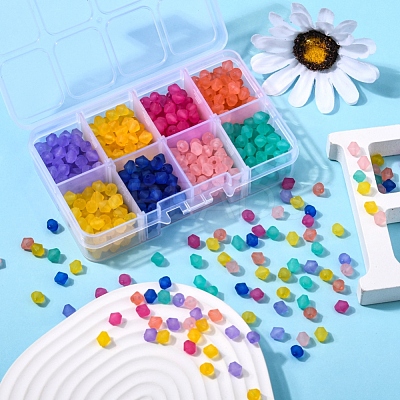 640Pcs 8 Colors Frosted Acrylic Beads MACR-YW0001-84-1