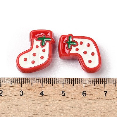 Christmas Decorations Theme Opaque Acrylic Bead with Enamel OACR-Z021-01F-1