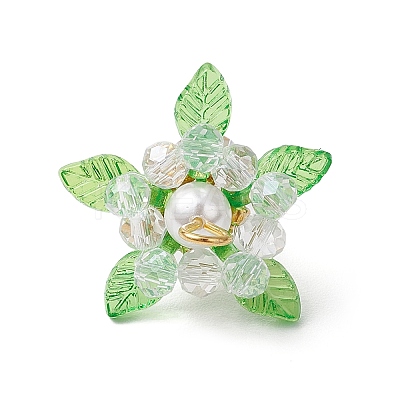 Glass with Round Shell Pearl and Acrylic Charms Pendants PALLOY-MZ00647-02-1