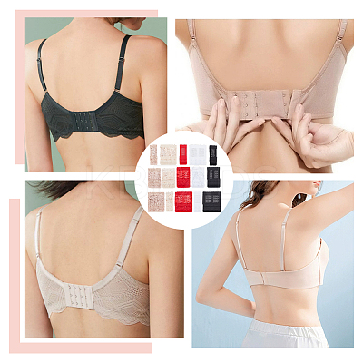 15Pcs 15 Style 2 Row x 2/3/4 Hook Polyester Underwear Bra Extenders DIY-BC0012-41-1