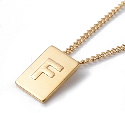 Stainless Steel Initial Letter Rectangle Pendant Necklace for Men Women NJEW-E090-01G-06-1