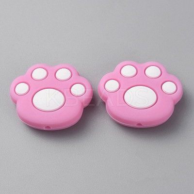 Paw Print Food Grade Eco-Friendly Silicone Focal Beads SIL-SZC0003-06J-1