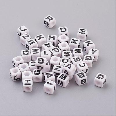 Acrylic Horizontal Hole Letter Beads PL37C9129-1