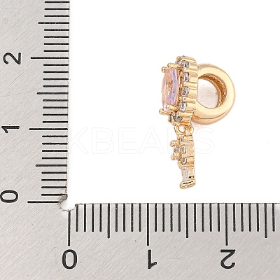 Rack Plating Brass Micro Pave Cubic Zirconia Pendants KK-F876-27KCG-1