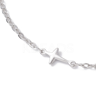 304 Stainless Steel Cross Link Anklets AJEW-AN00722-01-1