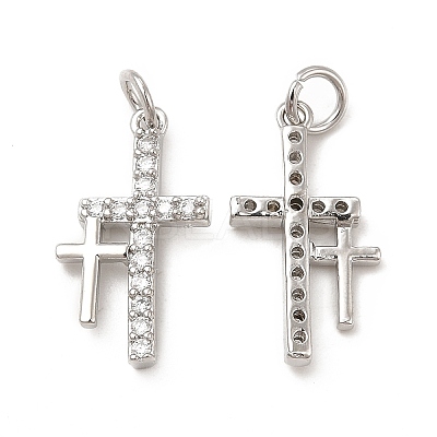 Brass Micro Pave Cubic Zirconia Pendants KK-E068-VB261-1