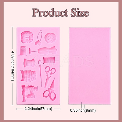 2Pcs Sewing Theme Silicone Chocolate Molds for DIY Baking Making ST-CJ0007-56-1