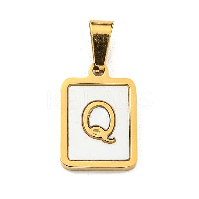 PVD Vacuum Plating 304 Stainless Steel Pave Natural White Shell Pendants STAS-S130-03G-Q-1