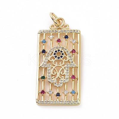 Brass Micro Pave Colorful Cubic Zirconia Pendants KK-E068-VF024-1