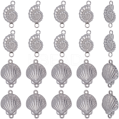 20Pcs 2 Styles 304 Stainless Steel Connector Charms STAS-BBC0007-67P-1