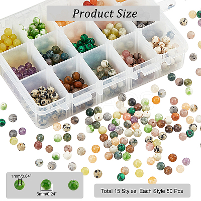 750Pcs 15 Styles Natural & Synthetic Gemstone Beads G-NB0003-88-1
