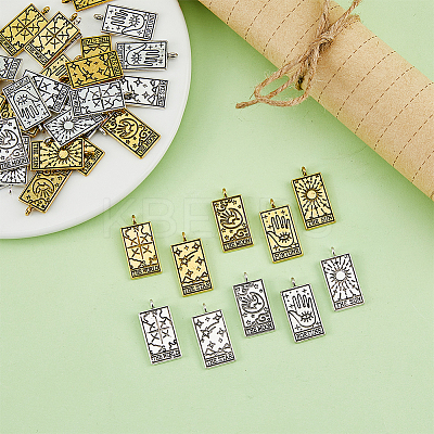 40Pcs 10 Styles Tibetan Style Alloy Pendants FIND-DC0004-51-1