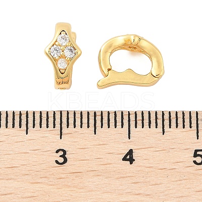 Brass Micro Pave Clear Cubic Zirconia Fold Over Clasps KK-U056-10G-1
