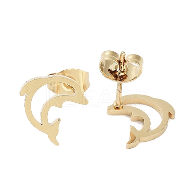 PVD Vacuum Plating 304 Stainless Steel Stud Earrings for Women EJEW-A048-45B-G-1