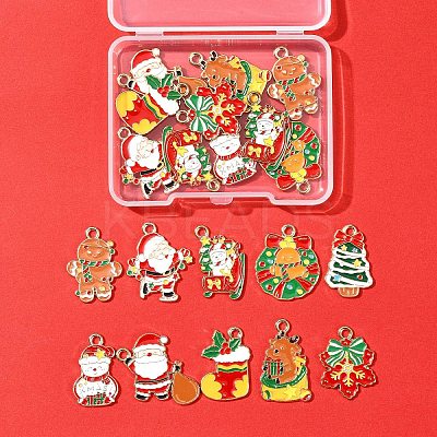 20Pcs 10 Styles Christmas Theme Alloy Enamel Pendants ENAM-FS0002-13-1