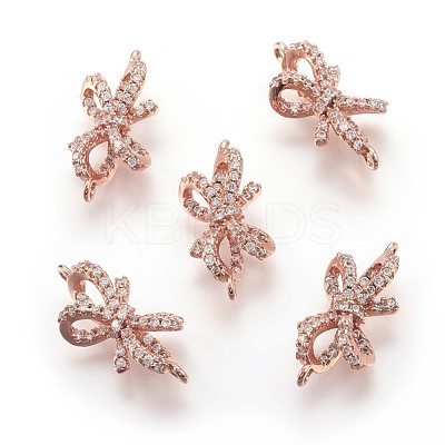 Eco-Friendly Brass Micro Pave Cubic Zirconia Links KK-F774-14RG-NR-1