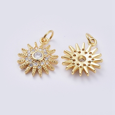 Brass Micro Pave Cubic Zirconia Pendants ZIRC-G163-16G-1