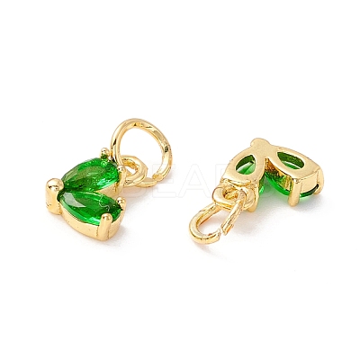 Rack Plating Brass Cubic Zirconia Charms KK-I684-04G-RS-1