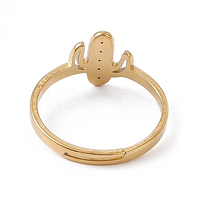 Ion Plating(IP) 201 Stainless Steel Cactus Adjustable Ring for Women RJEW-K238-03G-1