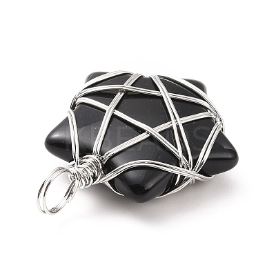 Natural Obsidian Pendants G-D458-07P-02-RS-1