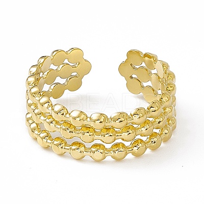 Ion Plating(IP) 304 Stainless Steel Cuff Ring for Women RJEW-C060-18G-1