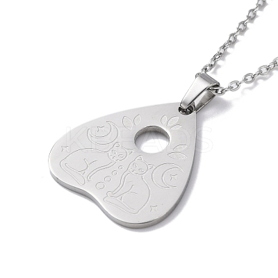 Non-Tarnish Hollow Heart 304 Stainless Steel Pendant Necklaces LS-NJEW-C033-01A-P-1