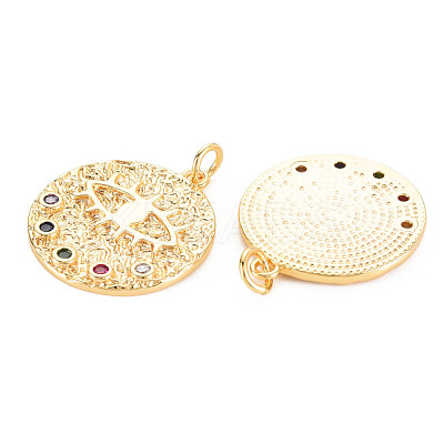 Rack Plating Brass Micro Pave Colorful Cubic Zirconia Pendants KK-N233-189B-01-1