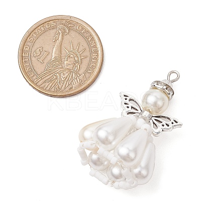 Pearlized Glass Pearl Beads Pendants PALLOY-MZ00487-04-1