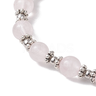 Natural Round Rose Quartz Bracelets BJEW-JB10950-1