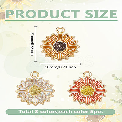 15Pcs 3 Colors Alloy Enamel Pendants FIND-LP0002-29-1