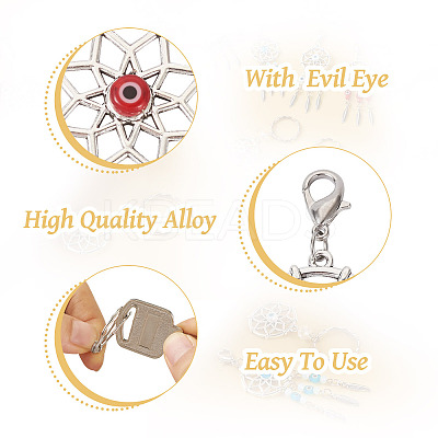 Woven Net/Web with Feather Tibetan Style Alloy Pendant Decorations HJEW-KS0001-03-1