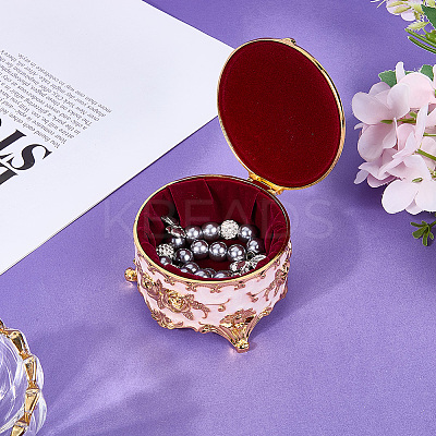 Alloy Pink Enamel Trinket Storage Decorative Boxes CON-WH20001-20A-1