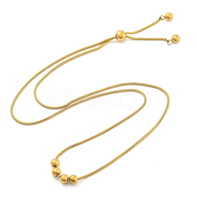 Round Beaded 304 Stainless Steel Pendant Necklaces for Women LS-NJEW-G137-01G-1
