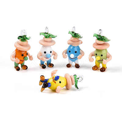 Handmade Lampwork Cartoon Onion Pendants LAMP-T025-11M-1