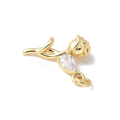 Brass Micro Pave Clear Cubic Zirconia Pendants KK-Q031-02G-1