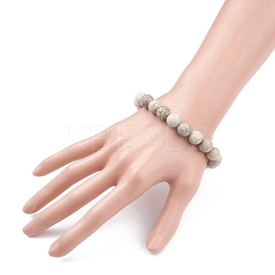 10mm Round Natural Maifanite/Maifan Stone Beads Stretch Bracelet BJEW-JB07088-01-1