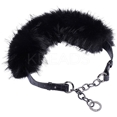 Faux Fur PU Leather Chain Belts AJEW-WH20072-55A-02-1