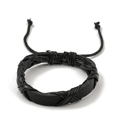 Adjustable PU Leather & Waxed Braided Cord Bracelets BJEW-F468-15-1