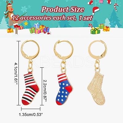 Alloy Enamel Socks Charm Locking Stitch Markers HJEW-PH01673-1
