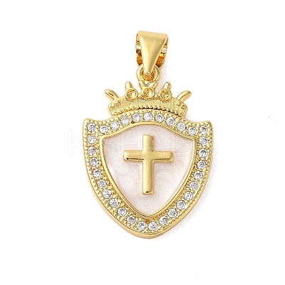 Rack Plating Brass Micro Pave Cubic Zirconia Pendants KK-P279-26A-G-1