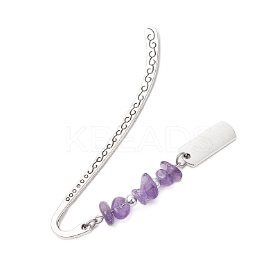 8Pcs 8 Styles Natural & Synthetic Gemstone Chip & Rectangle with Inspirational Word Bookmarks AJEW-JK00344-1