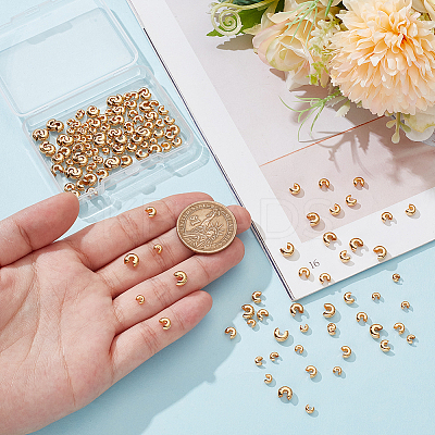 150Pcs 3 Sizes Brass Crimp Beads Covers KK-UN0003-82-1