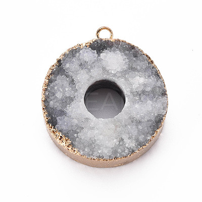 Edge Golden Plated Natural Druzy Agate Pendants LS-G-S359-185-1