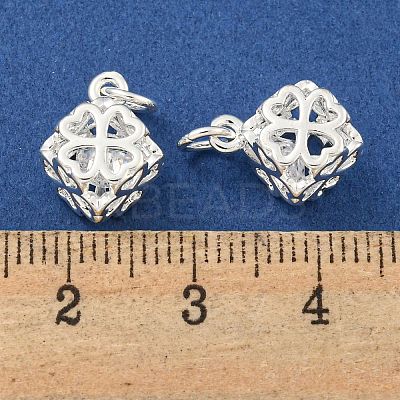 Rack Plating Brass Micro Pave Clear Cubic Zirconia Charms KK-F089-15S-1