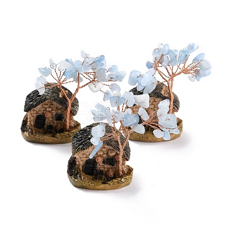 Resin & Natural Aquamarine Model Ornament DJEW-Z001-01B-1