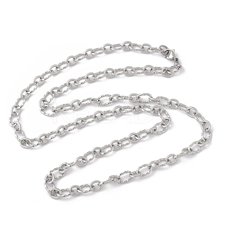 Tarnish Resistant Unisex 304 Stainless Steel Textured Cable Chain Necklaces STAS-L127-01P-1